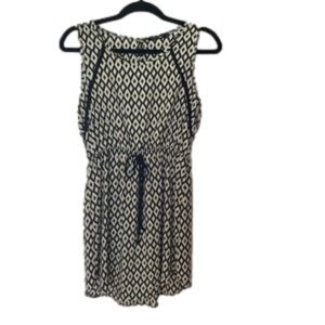 Papermoon Black and Cream Geometric Midi Dress